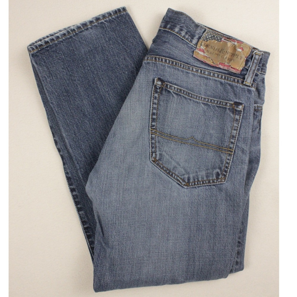 Denim & Supply Ralph Lauren Jeans Men 32x30 Fit 32x28 Blue Slouch Straight